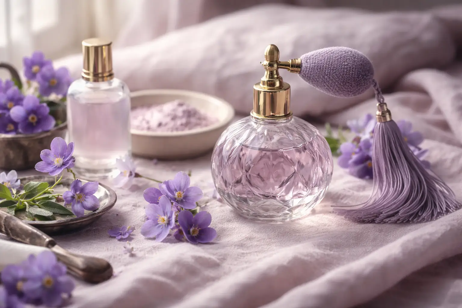 Parfums à la violette, univers intime et poudré